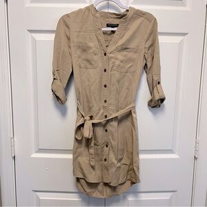 Banana Republic Womens Beige/Tan Belted Button Down Trench Dress Size 0 Petite